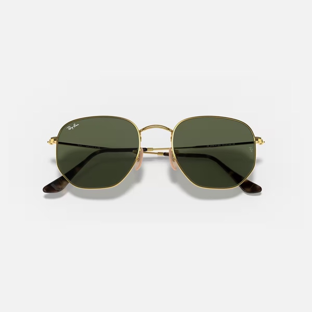 Ray Ban Hexagonal Flat Lense Sunglasses gold green